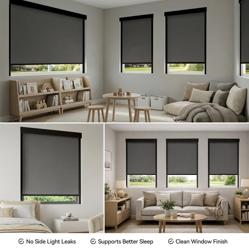 ZSTARR PVC Light Blockers Blackout Light Blockers Side Tracks for Window Shades Blinds Side Tracks for Blackout Shades Easy to Install Light Blocking Strips for Bedroom (Black, 58",2Pcs) - Image 4