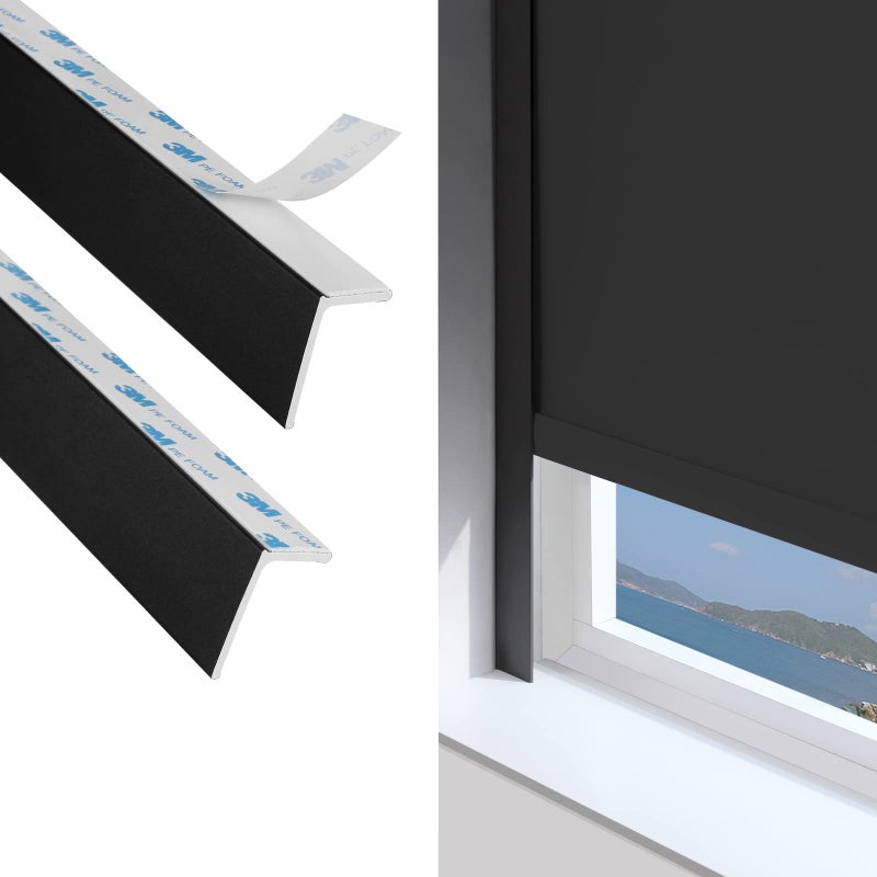 ZSTARR PVC Light Blockers Blackout Light Blockers Side Tracks for Window Shades Blinds Side Tracks for Blackout Shades Easy to Install Light Blocking Strips for Bedroom (Black, 58",2Pcs) - Image 1