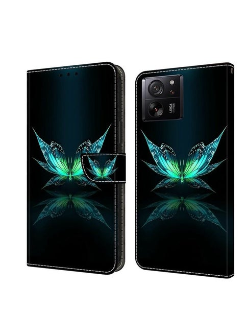 Case Cover For Xiaomi 13T Pro Crystal 3D Shockproof Protective Leather Phone Case Reflection Dutterfly
