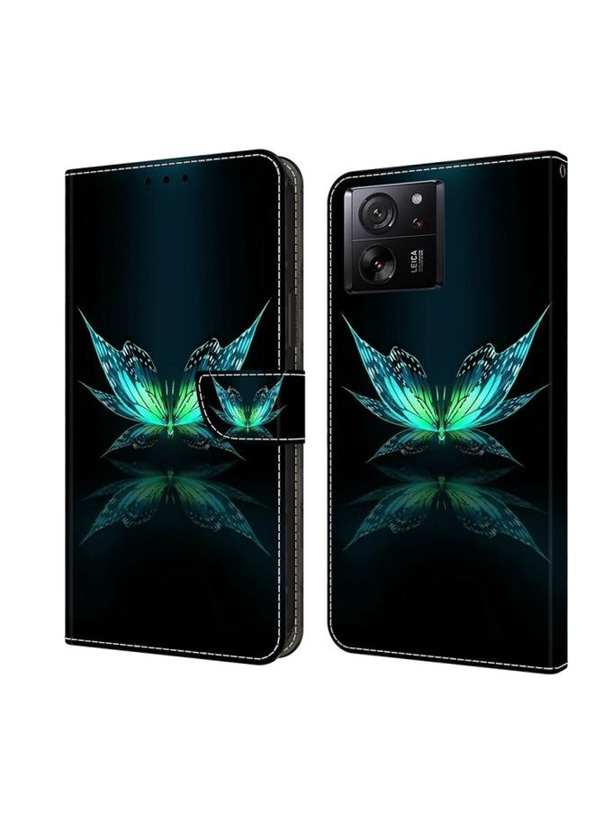 HuHa - Case Cover For Xiaomi 13T Pro Crystal 3D Shockproof Protective Leather Phone Case Reflection Dutterfly - Image 1
