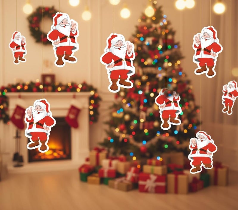 TOYXE Santa Claus Paper Hanging Decorations, Pack of 10, Dual-Sided Printed Christmas Ornaments, Festive Holiday Tree and Home Decor, Xmas Hanging Cutouts for Party and Event Decoration - Image 5