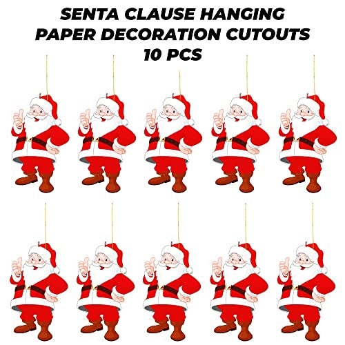 TOYXE Santa Claus Paper Hanging Decorations, Pack of 10, Dual-Sided Printed Christmas Ornaments, Festive Holiday Tree and Home Decor, Xmas Hanging Cutouts for Party and Event Decoration - Image 4