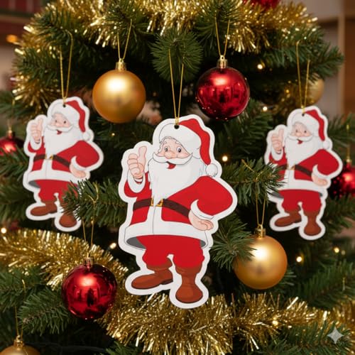 TOYXE Santa Claus Paper Hanging Decorations, Pack of 10, Dual-Sided Printed Christmas Ornaments, Festive Holiday Tree and Home Decor, Xmas Hanging Cutouts for Party and Event Decoration - Image 1