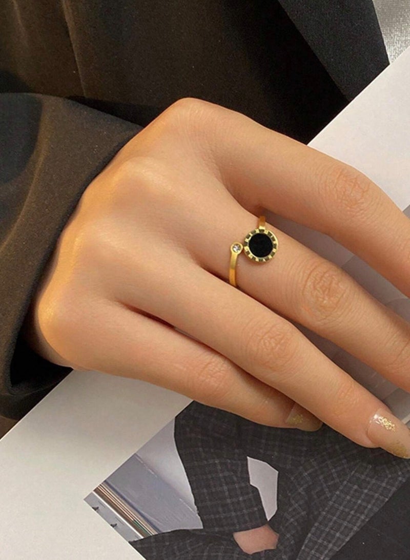 إيكوال خاتم نسائي من الاستانلس ستيل مطلي باللون الذهبي بمقاس موحد - Image 1