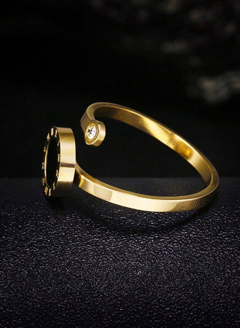 إيكوال خاتم نسائي من الاستانلس ستيل مطلي باللون الذهبي بمقاس موحد - Image 4