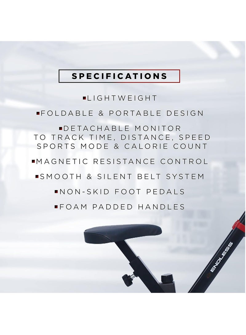 Endless EL 930 Steel Foldable Exercise Strap Bike (Red/Black) Folding Bike Exercise BikeÃ‚Â Ã‚Â (Red, Black) - Image 2