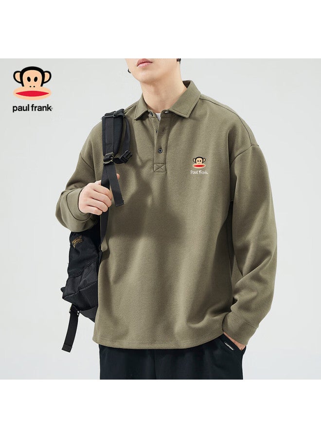 Paul Frank Men's Hoodie, Spring And Autumn Black Sweatshirt, Fashionable Casual Shirt Collar Sweatshirt, Trendy Cool Style, Apricot Color, Size M - Image 4