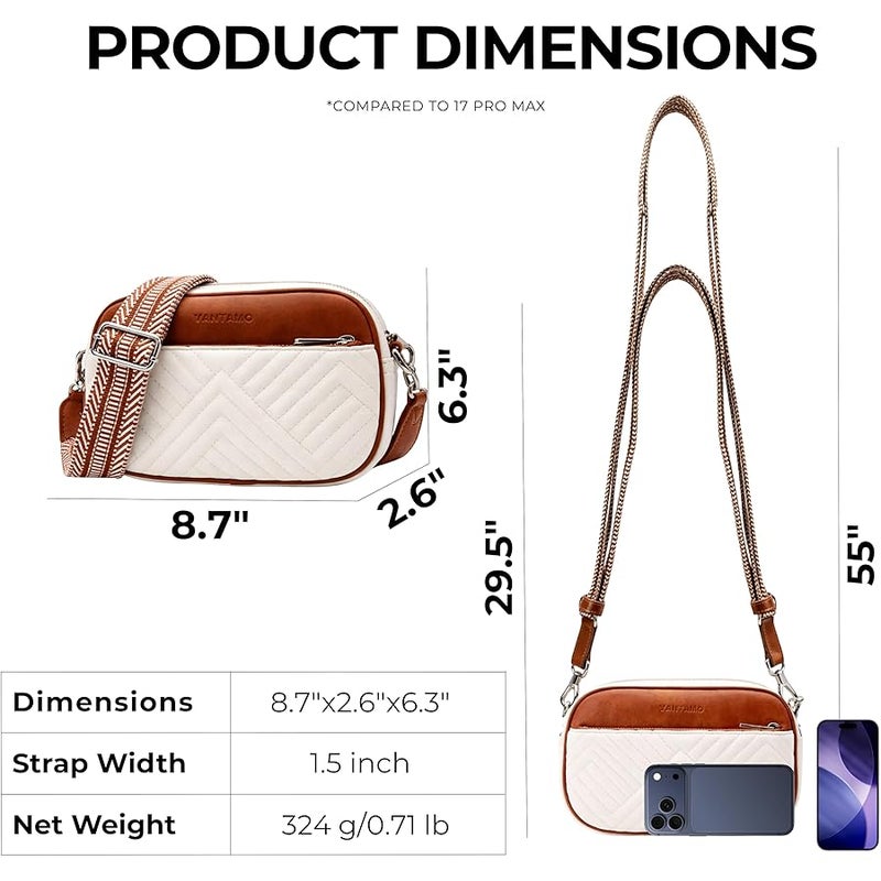 Vantamo Premium Quilted Crossbody Bags for Women with Anti-Pickpocket Clip, Vegan Leather Handbags, Travel Purses for Women - Image 3