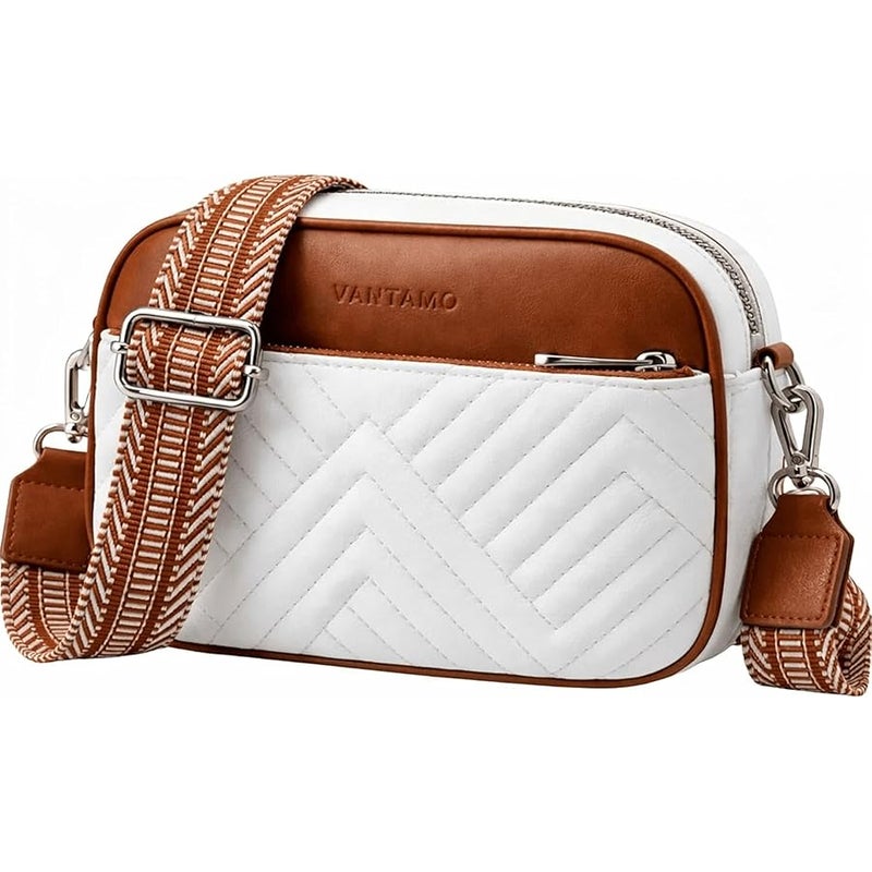 Vantamo Premium Quilted Crossbody Bags for Women with Anti-Pickpocket Clip, Vegan Leather Handbags, Travel Purses for Women - Image 1