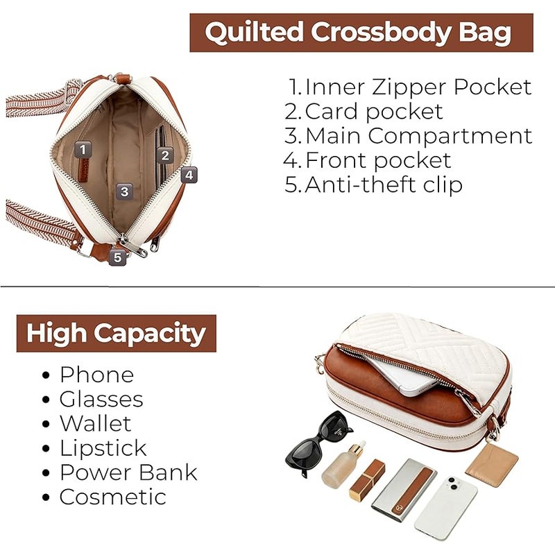 Vantamo Premium Quilted Crossbody Bags for Women with Anti-Pickpocket Clip, Vegan Leather Handbags, Travel Purses for Women - Image 4