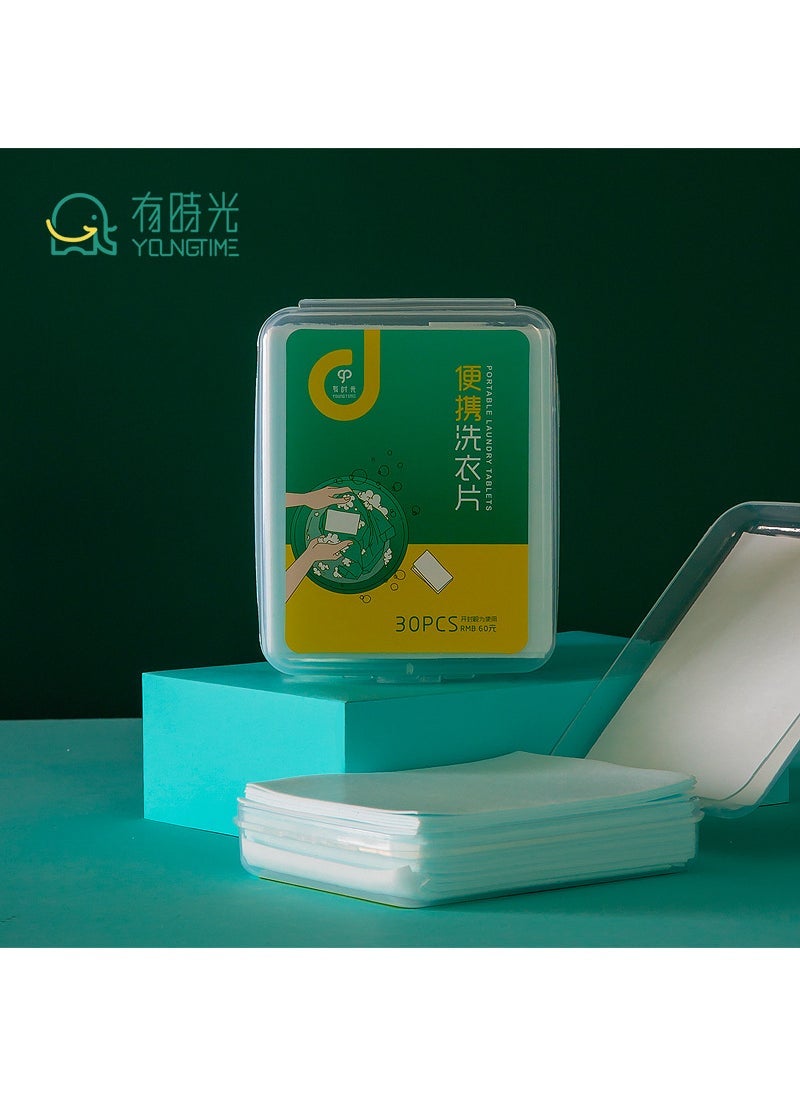 Portable Laundry Sheets 30pcs Travel Soap Laundry tablets 1 box; 30 tablets