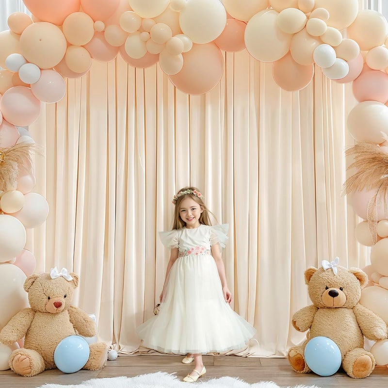 PARTISKY 16x10FT Champagne Backdrop Curtains for Wedding Parties, Wrinkle Free Polyester Photography Backdrop Drapes for Wedding Baby Shower Birthday Parties Stage Background Stand Decorations 4x10ft,4 Panels - Image 3