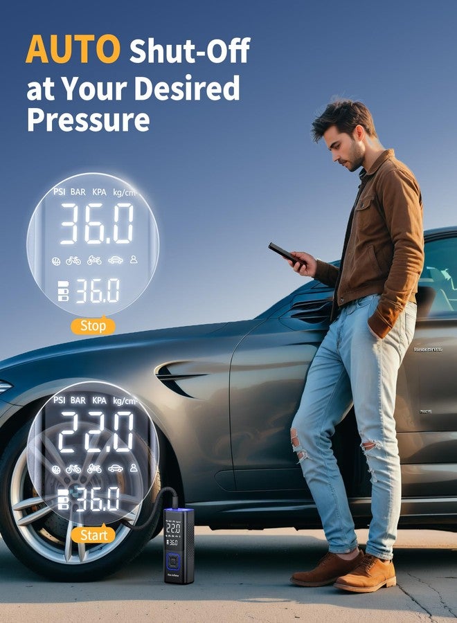 Powools Cordless Tire Inflator Portable Air Compressor - 150PSI Air Pump for Car Tires, nflatables, Compact Bike Pump, Multipurpose Tire Pump for Car, Blue - Image 5