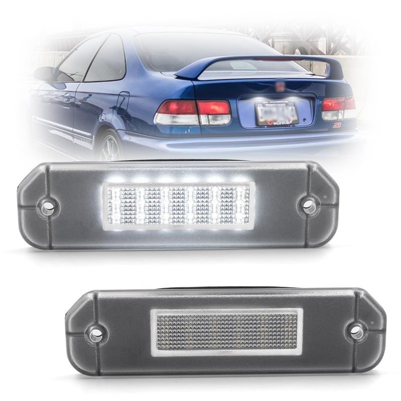 NSLUMO LED License Plate Light Replacement for 19922000 Honda Civic Gen 6th 19931997 Del Sol OEM Fit 6000K Xenon White 18SMD Error Free Led Tag Lights Assembly