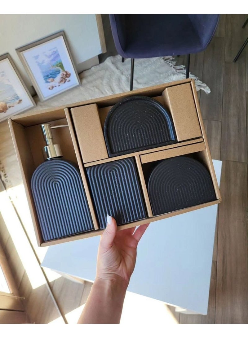 Modern ceramic bathroom set Quantity: 4 pieces Moisturizing brush holder Dispenser shower shell Sabana Shaving cup - Image 5