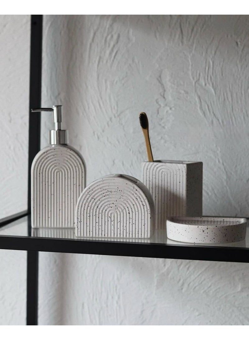 Modern ceramic bathroom set Quantity: 4 pieces Moisturizing brush holder Dispenser shower shell Sabana Shaving cup - Image 2