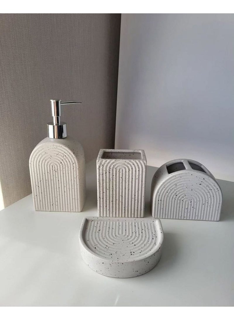 Modern ceramic bathroom set Quantity: 4 pieces Moisturizing brush holder Dispenser shower shell Sabana Shaving cup - Image 3