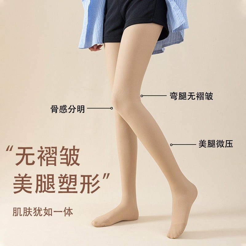 Zhuji Aohuan Knitting Factory Fleece-Lined Pantyhose In Nude Color With Button Design For - Image 3