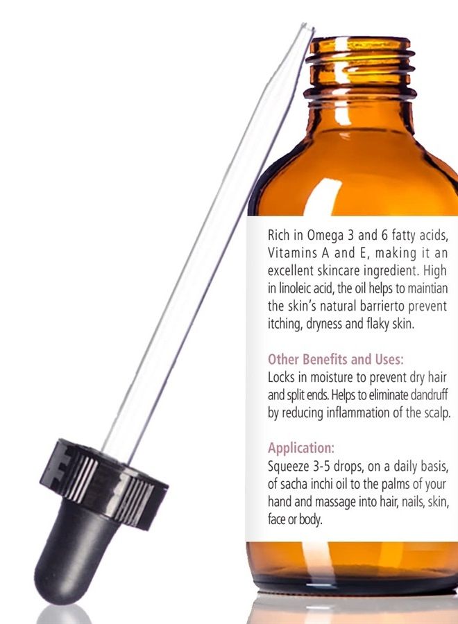 Renewalize Organic SACHA INCHI SEED OIL | 100% Pure All Natural Cold Pressed | Large 4 oz Glass Bottle | Locks in Moisture For Face Body and Hair - Image 1