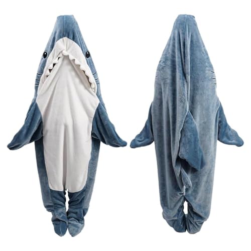inkArts Shark Blanket Hoodie Adult, Wearable Shark Blanket, Shark Sleeping Bag, Soft Cozy Warm Flannel Hoodie, Sharks Blankets Onesie - Image 1
