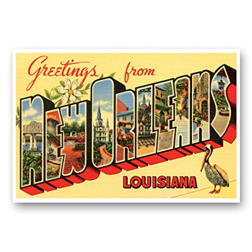 Postcard Fair SIXNEW GREETINGS FROM NEW ORLEANS, LA vintage reprint postcard set of 20 identical postcards. Large Letter New Orleans, Louisiana city name post card pack (ca. 1930's-1940's). Made in USA. - Image 3