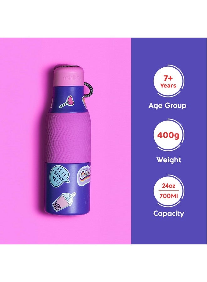 Rabitat Rabitat ZAPPY Stainless Steel Water Bottle- 2 Years Brand Warranty Violet Rover 700ml | 12 Hours Hot & 18 Hours Cold | Kids Water Bottle for School | Insulated Leakproof & Durable Flask - Image 2