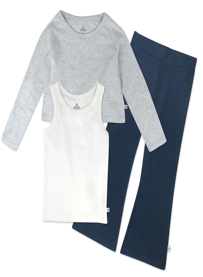 HonestBaby Fashion Outfit Sets Tops and Bottoms 100% Organic Cotton for Baby and Toddler Girls, Dress Blues, 4T - Image 1