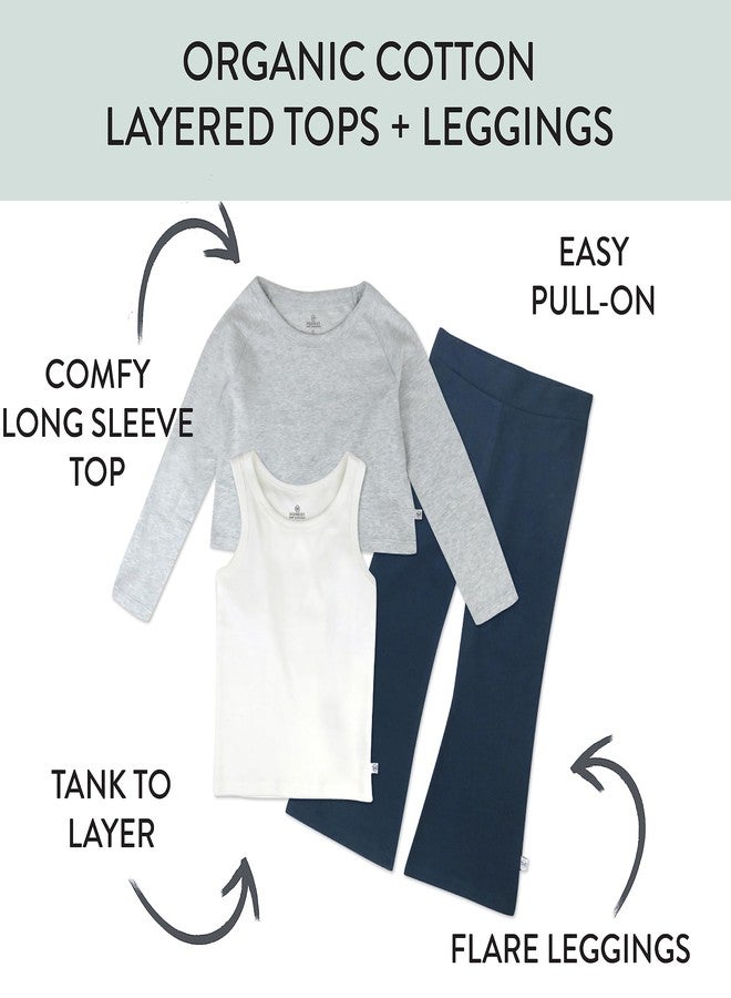 HonestBaby Fashion Outfit Sets Tops and Bottoms 100% Organic Cotton for Baby and Toddler Girls, Dress Blues, 4T - Image 2