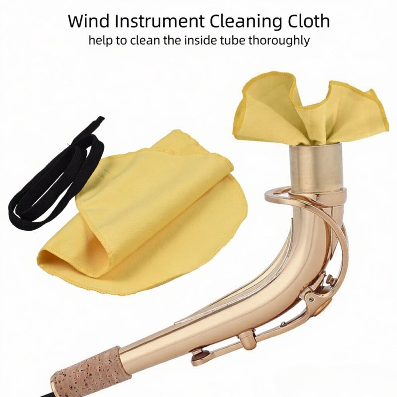 Btuty Clarinet Cleaning Cloth: Yellow High-Quality Man-Made Chamois - Lint-Free & Washable Woodwind Cleaning Kit for Saxophone, Clarinet, Flute Maintenance - Image 4