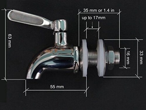 BTSKY™Stainless Steel Beverage Dispenser Replacement Spigot Fits 16mm（5/8 inch）Opening - No Lead Dispenser Replacement Faucet, Polished Finish - Image 5