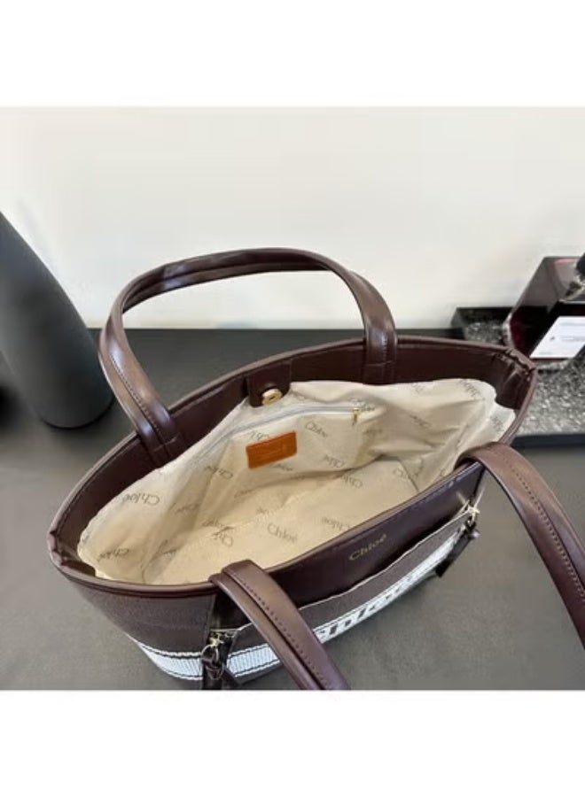 Chloe Canvas - Leather Tote：Logo Stripes, Timeless Warmth  41cm*25cm*15cm - Image 5