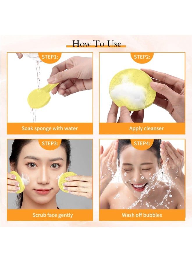 Red Blossom 48 Pcs Compressed Facial Cleansing Sponges – Reusable Round Face Wash Pads | Soft Makeup Remover Puffs for Daily Skin Care & Face Cleansing  - Image 2