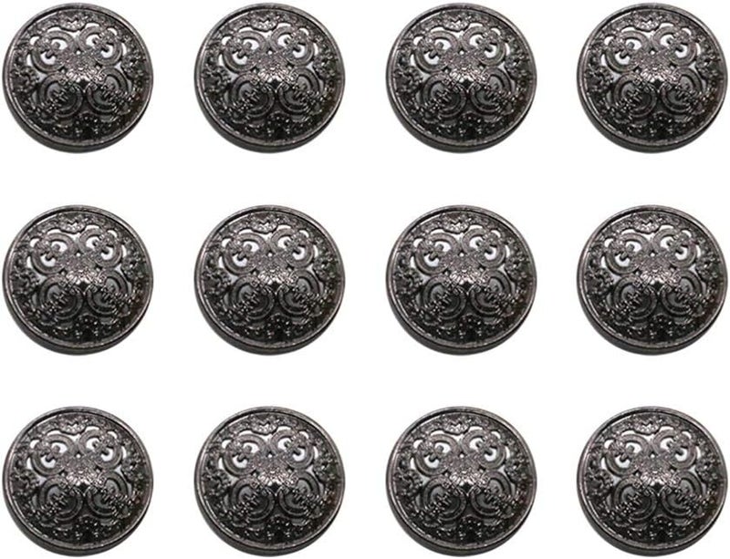 comfrt 30pcs Vintage Antique Metal Blazer Buttons with Shank Coats Buttons Jacket Buttons Shirt Suit Trousers Buttons Round Sewing Buttons for DIY Craft 23mm (Black) - Image 1