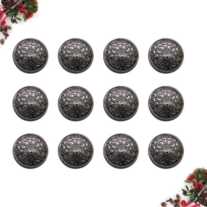 comfrt 30pcs Vintage Antique Metal Blazer Buttons with Shank Coats Buttons Jacket Buttons Shirt Suit Trousers Buttons Round Sewing Buttons for DIY Craft 23mm (Black) - Image 5