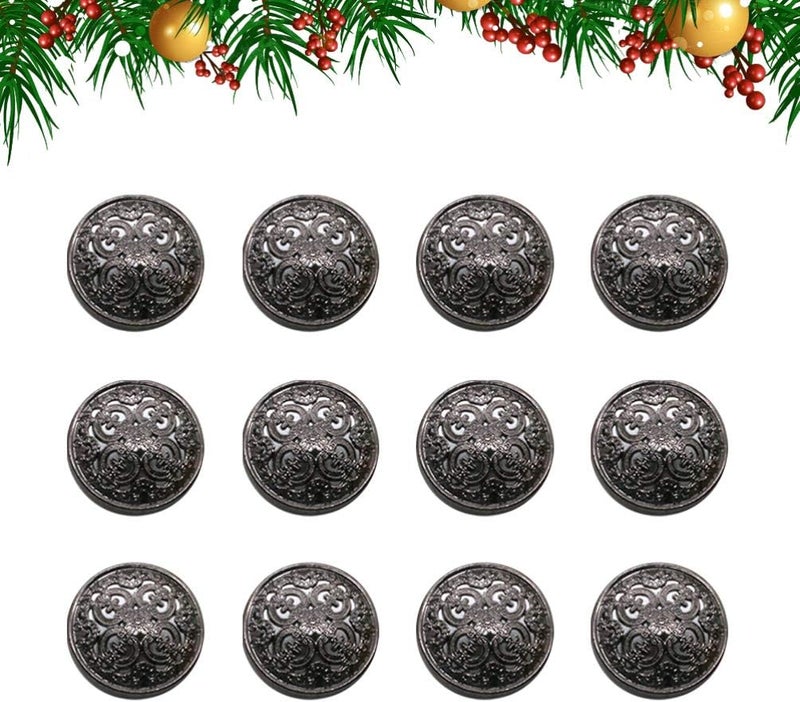 comfrt 30pcs Vintage Antique Metal Blazer Buttons with Shank Coats Buttons Jacket Buttons Shirt Suit Trousers Buttons Round Sewing Buttons for DIY Craft 23mm (Black) - Image 2