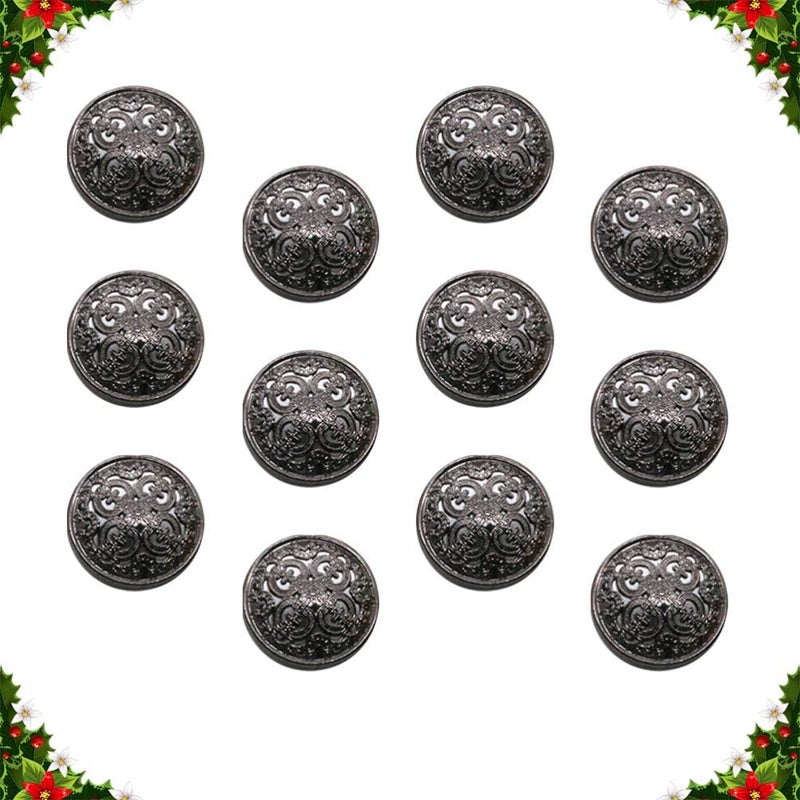 comfrt 30pcs Vintage Antique Metal Blazer Buttons with Shank Coats Buttons Jacket Buttons Shirt Suit Trousers Buttons Round Sewing Buttons for DIY Craft 23mm (Black) - Image 3