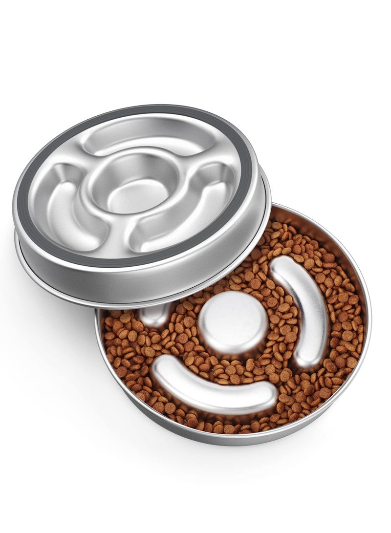 Slow Feeder Dog Bowl Stainless Steel,  2 Cups Food Grade 304 Stainless Steel Dog Bowls, Maze Pet Dish to Slow Down Eating, Metal Slow Feeder Dog Bowl for Small  Medium Breeds - Image 1