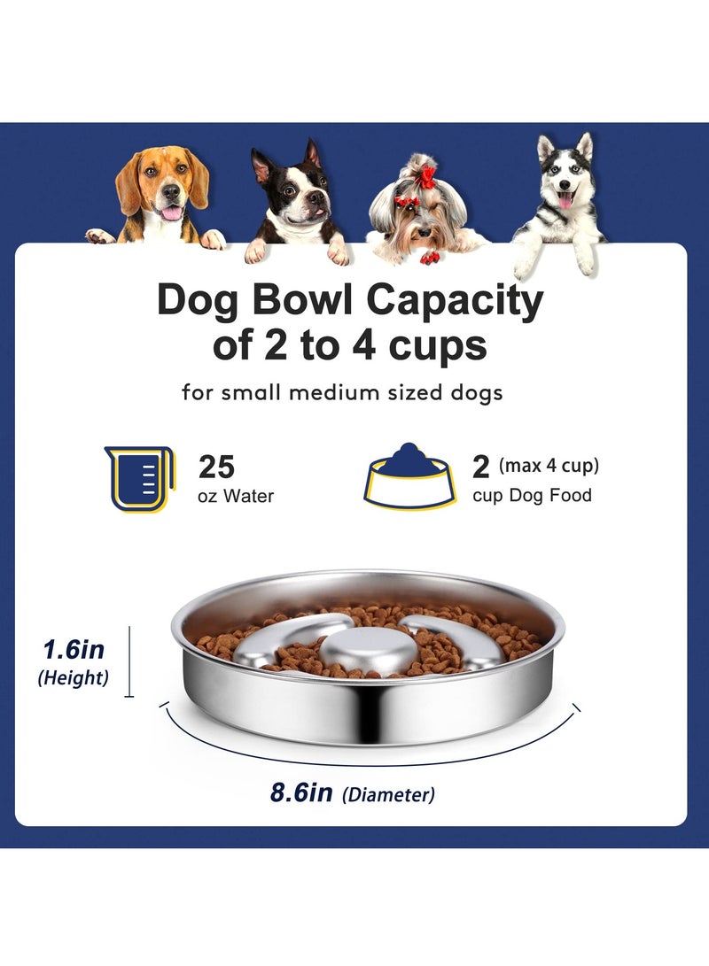 Slow Feeder Dog Bowl Stainless Steel,  2 Cups Food Grade 304 Stainless Steel Dog Bowls, Maze Pet Dish to Slow Down Eating, Metal Slow Feeder Dog Bowl for Small  Medium Breeds - Image 3