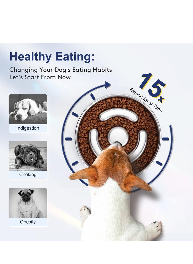 Slow Feeder Dog Bowl Stainless Steel,  2 Cups Food Grade 304 Stainless Steel Dog Bowls, Maze Pet Dish to Slow Down Eating, Metal Slow Feeder Dog Bowl for Small  Medium Breeds - Image 5