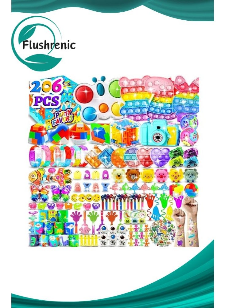Flushrenic 206PCS Children's Party Favours, Toy Bags, Birthday Bulk Gift Bags, Classroom Treasure Chest Toys, Children's Prizes - Image 1