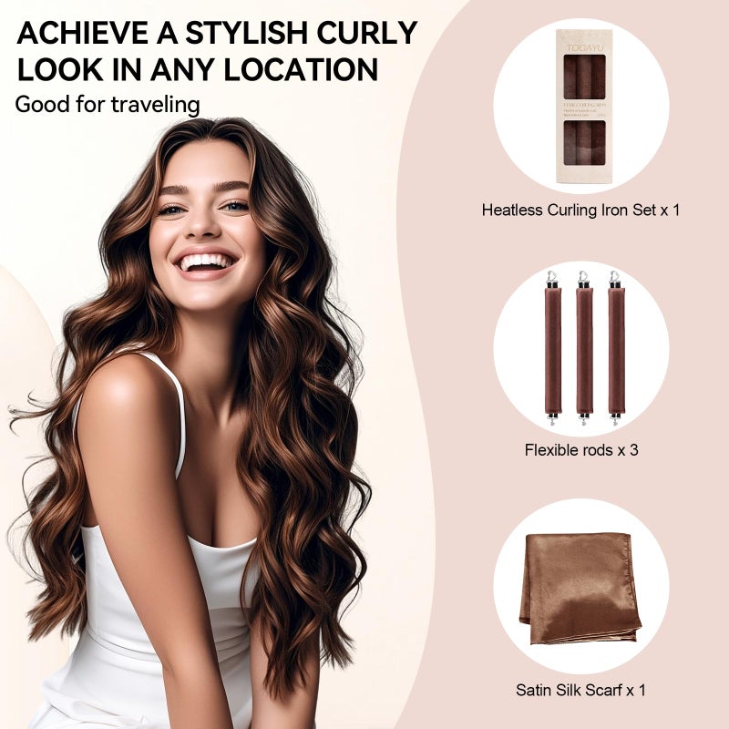 Togayu Heatless Curls, Heatless Curls Overnight Hair Care Set - Jumbo Velvet Hair Curlers to Sleep In, Soft Heatless Curling Rods for All Hair Types - Image 5