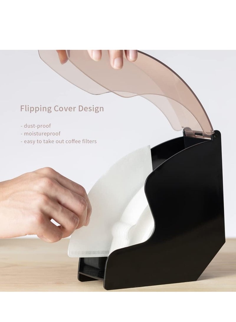 ROEIEIS Coffee Filter Holder, Coffee Filter Box with Dustproof Cover, Filter Paper Holder for Coffee Shop, Home, Storage Capacity of 100 pcs Paper Filters - Image 3
