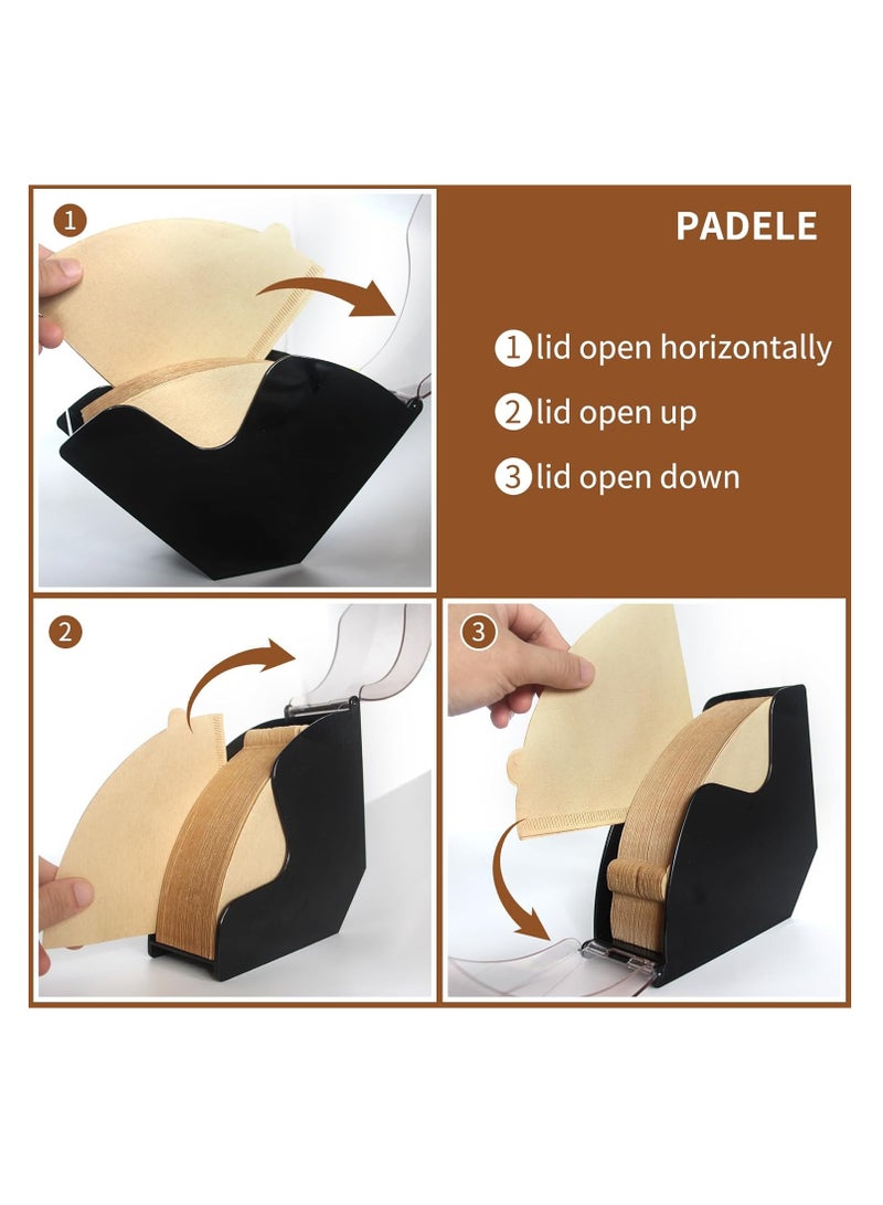 ROEIEIS Coffee Filter Holder, Coffee Filter Box with Dustproof Cover, Filter Paper Holder for Coffee Shop, Home, Storage Capacity of 100 pcs Paper Filters - Image 2
