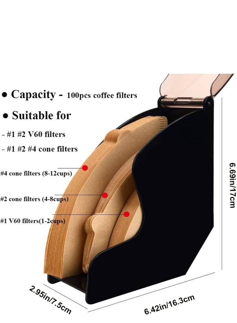 ROEIEIS Coffee Filter Holder, Coffee Filter Box with Dustproof Cover, Filter Paper Holder for Coffee Shop, Home, Storage Capacity of 100 pcs Paper Filters - Image 4