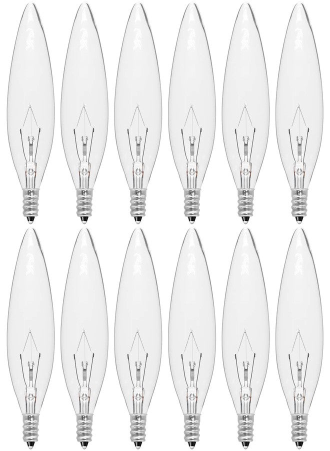 CYLYT 12-Pack E12 Candelabra Light Bulbs 40W Warm White 2500K, 380 Lumen Chandelier Light Bulb for Ceiling Fan, Indoor or Outdoor, B10 Clear Incandescent Candle Bulbs, Dimmable - Image 1