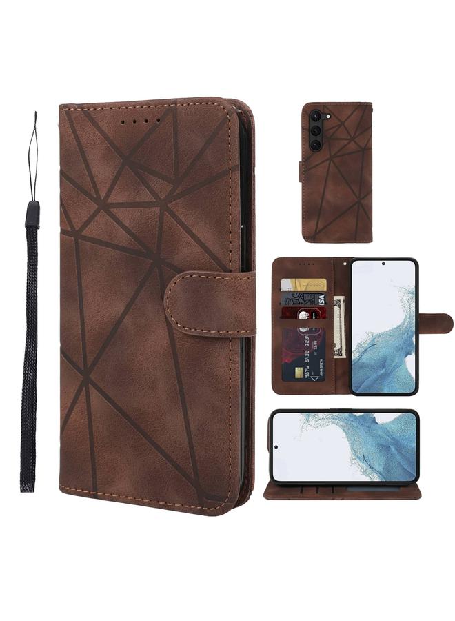 إيروريكس جراب هاتف جلدي بتصميم خطوط هندسية لهاتف Samsung Galaxy S23 5G - Image 1