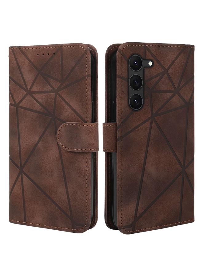 إيروريكس جراب هاتف جلدي بتصميم خطوط هندسية لهاتف Samsung Galaxy S23 5G - Image 2