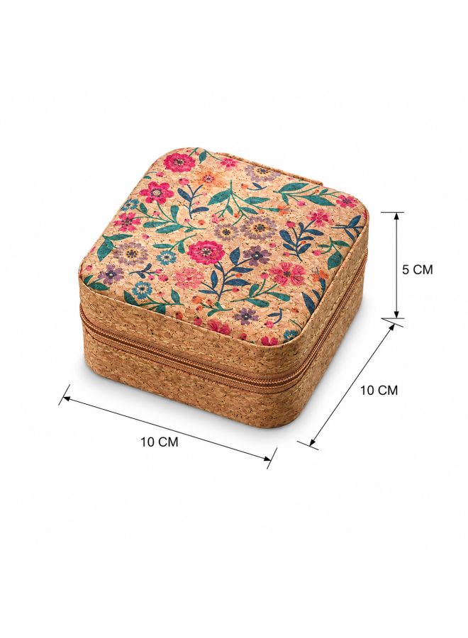 Portable Cork Jewelry Organizer Box Travel Case for Earrings Rings Necklace Storage with Zipper - Image 5