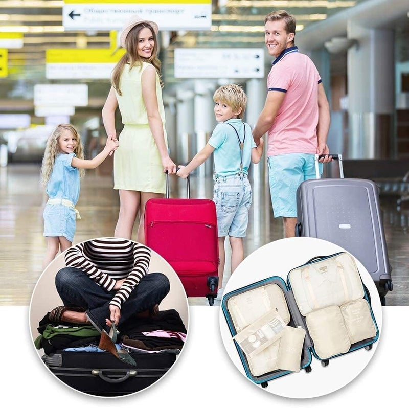 TOCINGO 7 pc / 6 pc Travel Oraganizer Packing cubes kit, Sapace Saver Multi use Bag for Men and Women, Clothes packing cubes for travel, Cupboard Oraganizer cubes (7 pc-CREAM) - Image 5