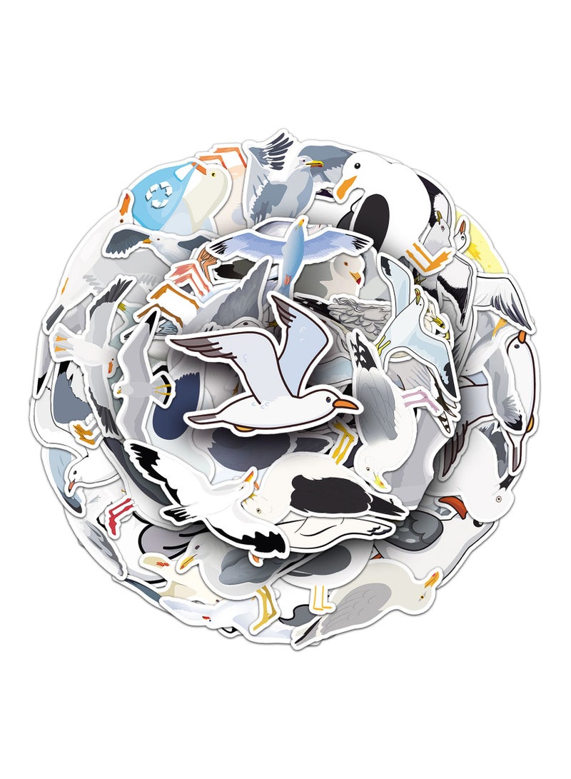 ملصقات طيور النورس 50 قطعة ملصقات فنية مقاومة للماء لزجاجات المياه، اللابتوب، الأمتعة، الأكواب، الهواتف المحمولة، الكمبيوتر، لوح التزلج، الثلاجة، خزانة الملابس، الجيتار، السيارة، الدراجة النارية، ديكور الدراجة - Image 1